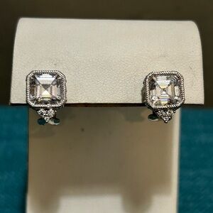 JUDITH RIPKA SS 925 Square CZ Post Earrings